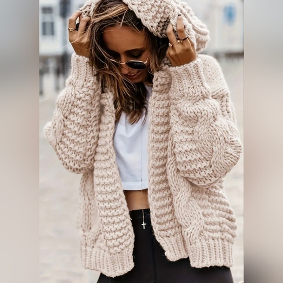 Open Front Cable Knit Sweater - Picture 3 of 5